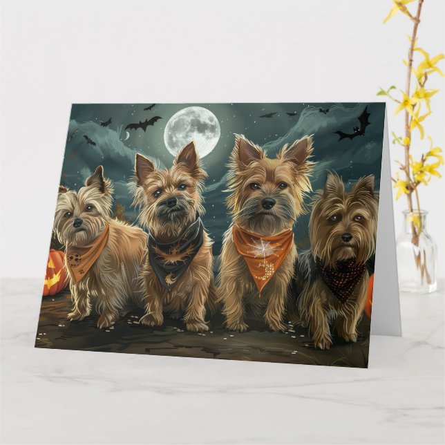 Australian Terrier Halloween Spooky Karte (Gelbe Blume)