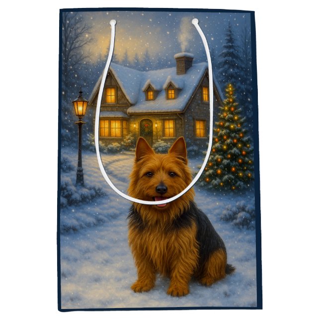 Australian Terrier Holiday  Mittlere Geschenktüte (Vorderseite)