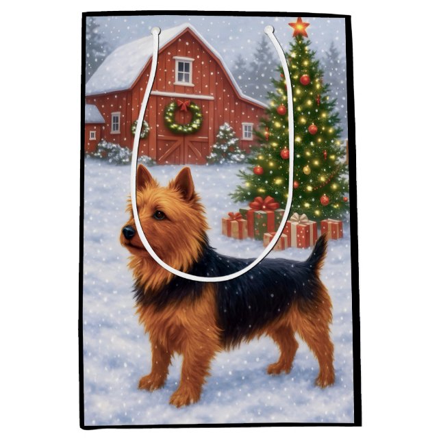Australian Terrier Holiday  Mittlere Geschenktüte (Vorderseite)