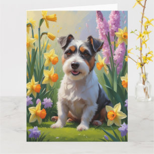 Australian Terrier Hund Frühlingsblumen Malerei Karte
