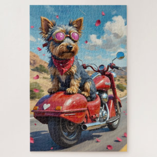 Australian Terrier Hund Valentinstag Motorrad Puzzle