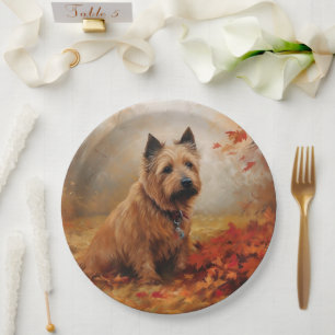Australian Terrier im Herbstlaub Fall Inspiriert Pappteller