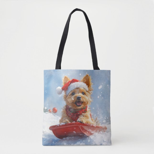 Australian Terrier in Sledge Let it Snow Christmas (Vorderseite)