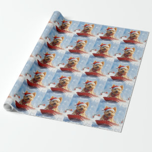 Australian Terrier in Sledge Let it Snow Christmas Geschenkpapier
