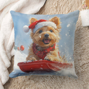 Australian Terrier in Sledge Let it Snow Christmas Kissen