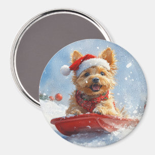 Australian Terrier in Sledge Let it Snow Christmas Magnet