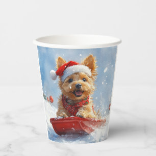 Australian Terrier in Sledge Let it Snow Christmas Pappbecher