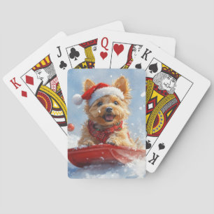 Australian Terrier in Sledge Let it Snow Christmas Spielkarten