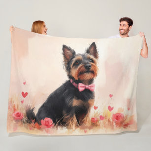 Australian Terrier mit Rosen - Valentinstag Fleecedecke