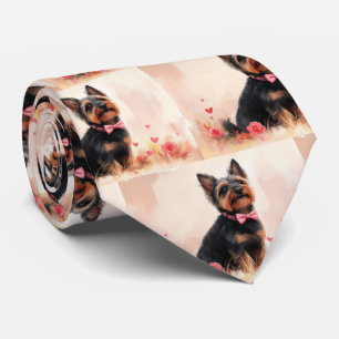 Australian Terrier mit Rosen - Valentinstag Krawatte