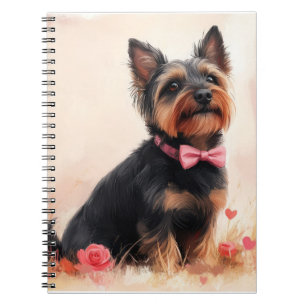 Australian Terrier mit Rosen - Valentinstag Notizblock