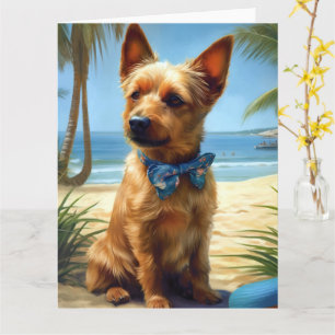 Australian Terrier On Beach Hundeliebhaber Sommerg Karte