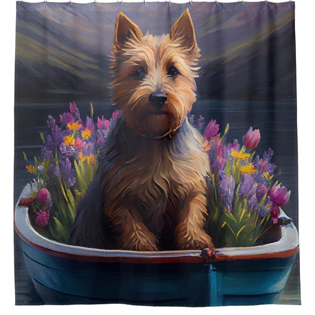Australian Terrier on Paddle: Ein Landschaftliches Duschvorhang (Vorderseite)