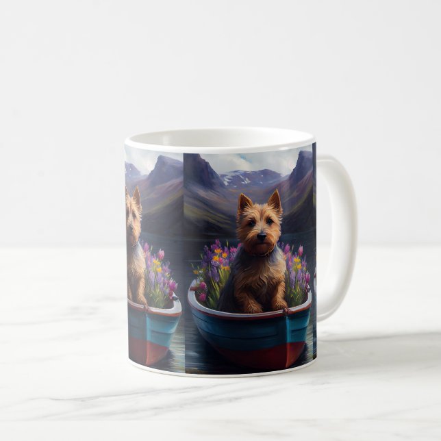 Australian Terrier on Paddle: Ein Landschaftliches Kaffeetasse (VorderseiteRechts)