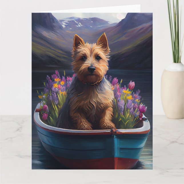 Australian Terrier on Paddle: Ein Landschaftliches Karte (Vorderseite)