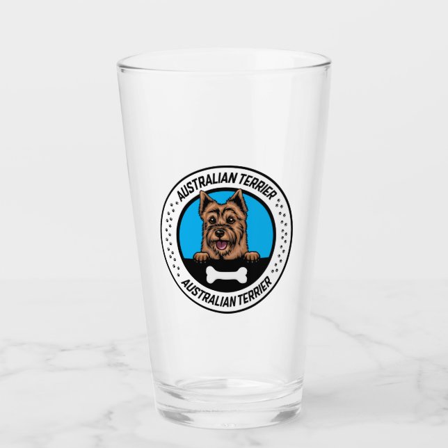 Australian Terrier Peeking Illustration Abzeichen Glas (Vorderseite)