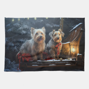 Australian Terrier Schnee-Schlitten Weihnachtsdeko Geschirrtuch