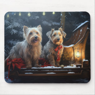 Australian Terrier Snowy Sleigh Weihnachtsdekor Mousepad