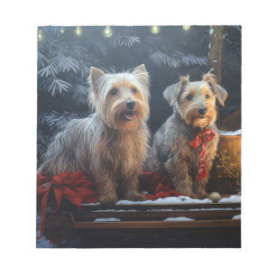 Australian Terrier Snowy Sleigh Weihnachtsdekor Notizblock