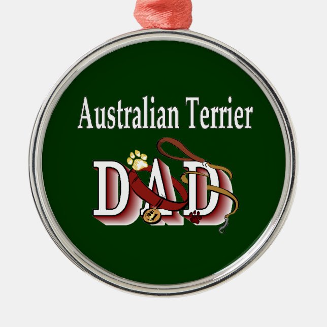 Australian Terrier Vater Silbernes Ornament (Vorne)