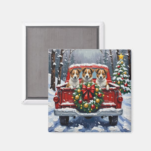 Australian Terrier Weihnachten Roter LKW Urlaub Magnet