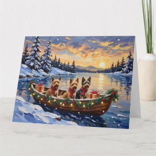 Australian Terrier Weihnachtsboot Urlaub Karte