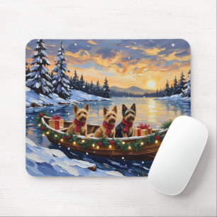Australian Terrier Weihnachtsboot Urlaub Mousepad
