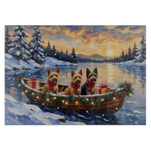 Australian Terrier Weihnachtsboot Urlaub Schneidebrett