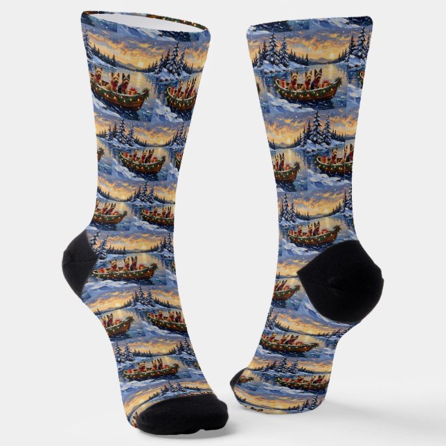 Australian Terrier Weihnachtsboot Urlaub Socken (Gewinkelt)