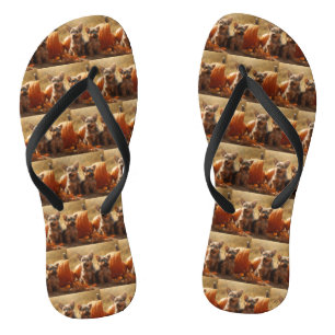 Australian Terrier Welpe Herbstfreude Kürbis Flip Flops