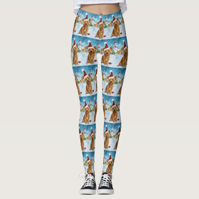 Australian Terrier Winter Wonderland Weihnachten Leggings (Vorderseite)