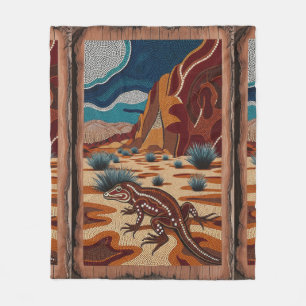 Australian Wild Lizard Wildlife Scene Fleecedecke