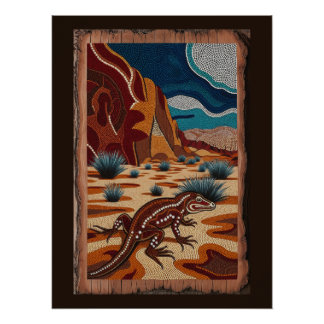 Australian Wild Lizard Wildlife Scene Poster