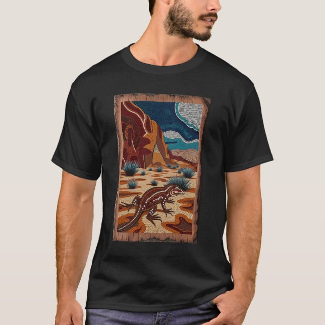 Australian Wild Lizard Wildlife Scene T-Shirt (Vorderseite)