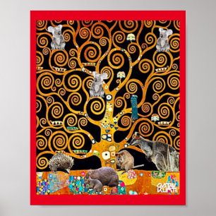 Australian Wildlife in Tree of Life, Klimt parody, Poster