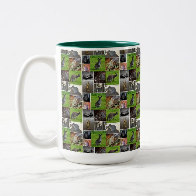Australian Wildlife Picture Collage, Zweifarbige Tasse (Links)