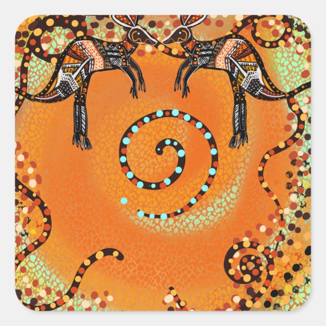 AUSTRALIANISCHE KUNST QUADRATISCHER AUFKLEBER (Vorderseite)