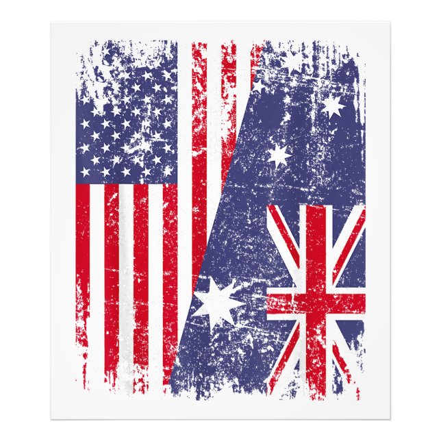 AUSTRALIANISCHE ROOTS Halbe amerikanische Flagge A Fotodruck (Vorne)