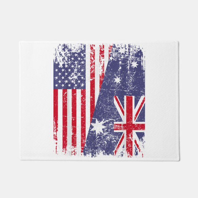 AUSTRALIANISCHE ROOTS Halbe amerikanische Flagge A Fußmatte (Vorderseite)
