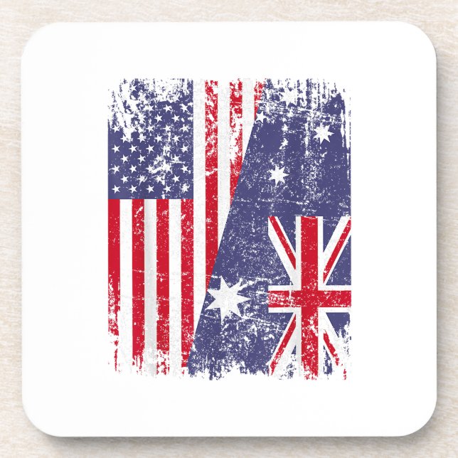 AUSTRALIANISCHE ROOTS Halbe amerikanische Flagge A Getränkeuntersetzer (Vorderseite)