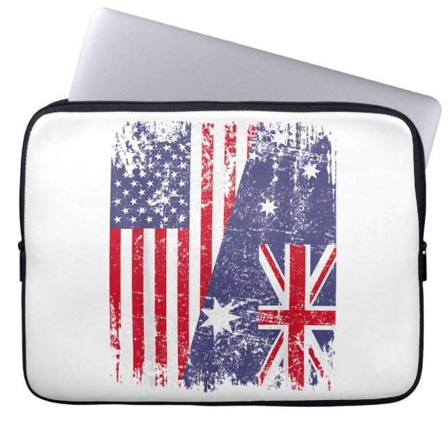 AUSTRALIANISCHE ROOTS Halbe amerikanische Flagge A Laptopschutzhülle (Vorderseite)