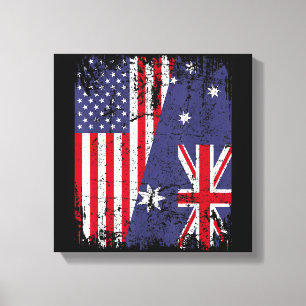 AUSTRALIANISCHE ROOTS Halbe amerikanische Flagge A Leinwanddruck