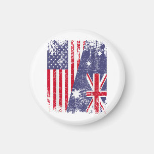 AUSTRALIANISCHE ROOTS Halbe amerikanische Flagge A Magnet