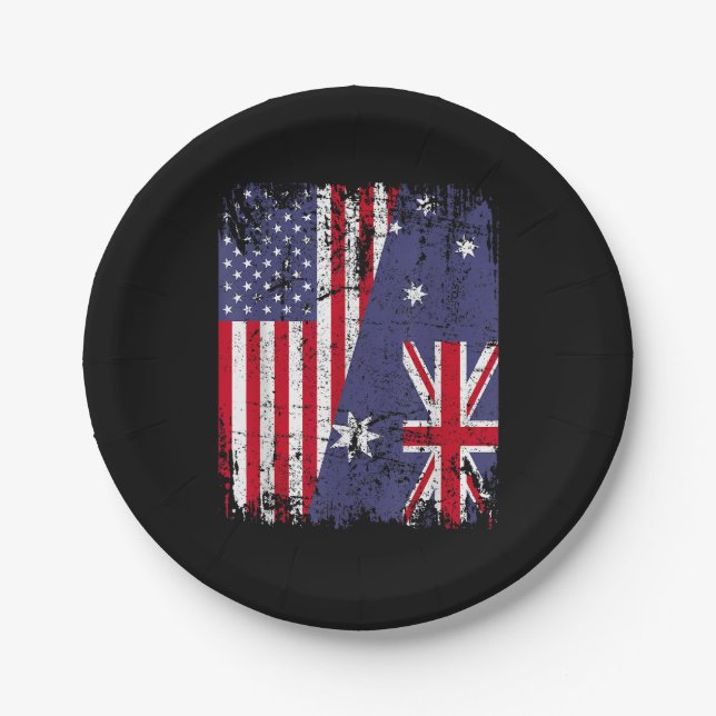 AUSTRALIANISCHE ROOTS Halbe amerikanische Flagge A Pappteller (Vorderseite)