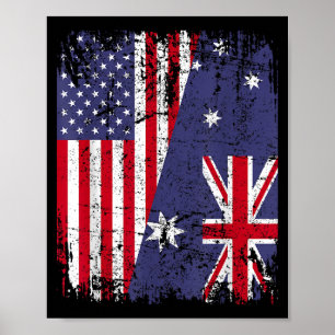 AUSTRALIANISCHE ROOTS Halbe amerikanische Flagge A Poster