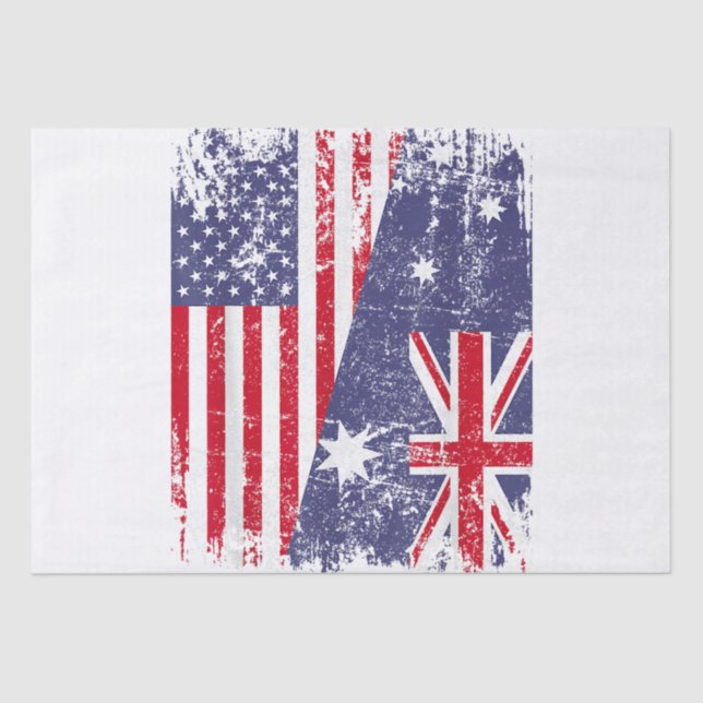 AUSTRALIANISCHE ROOTS Halbe amerikanische Flagge A Seidenpapier (Vorderseite)