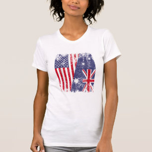 AUSTRALIANISCHE ROOTS Halbe amerikanische Flagge A T-Shirt