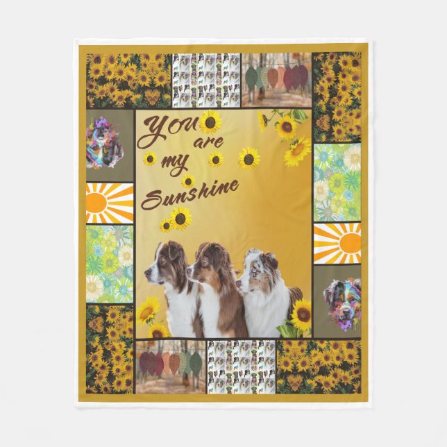 AustralianShepherd Dog Sunflower You are MySunshin Fleecedecke (Vorderseite)