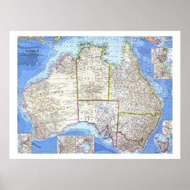 " Australien: 1963 detaillierte MAP ... Poster (Vorne)
