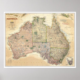 " Australien: 2009/heute - Retro Style Landkarte Poster